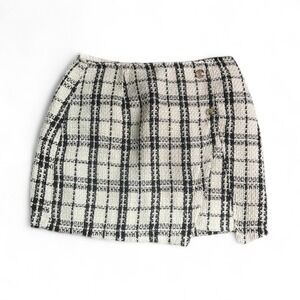 Black & White Vintage Inspired Plaid Tweed Mini Skirt Size S